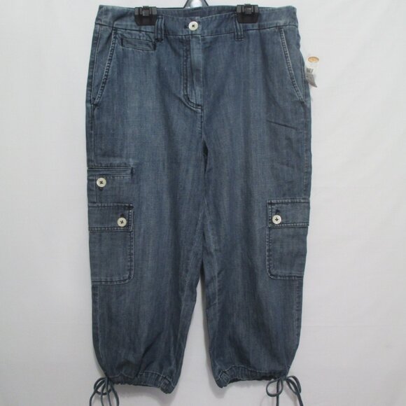 Talbots Pants - NWT Talbots Jean Cargo Capris Women Size 8 Vintage Y2K